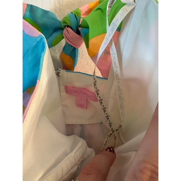 Lilly Pulitzer Strapless Floral Dress Size 4 Retro Fun Groovy Hipie - Picture 6 of 8